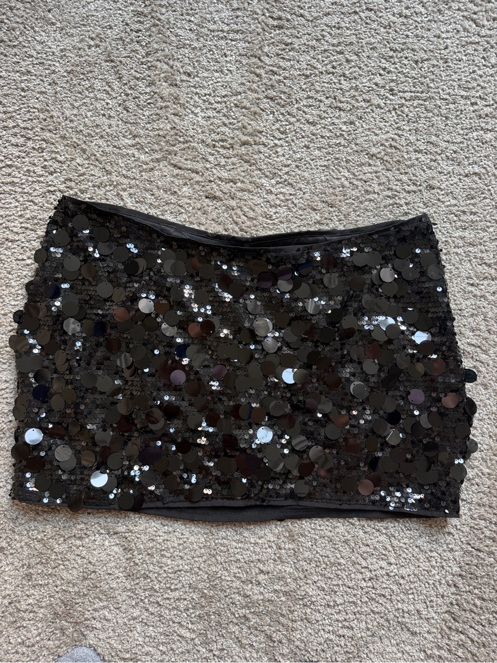 Windsor Black Sequin Disc Mini Skirt with shorts
